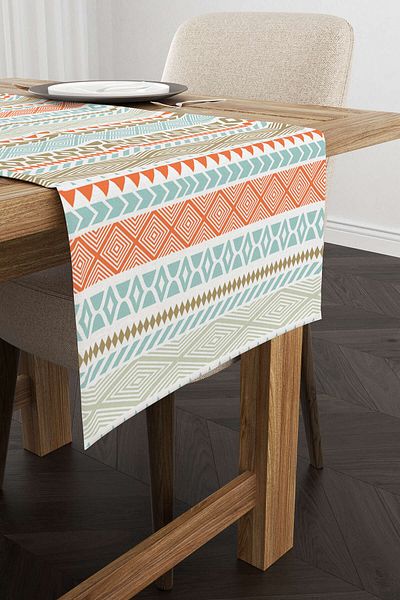 Cango Home Nordic Ethnic Πορτοκαλί Μπλε Runner - Cgh488-rn