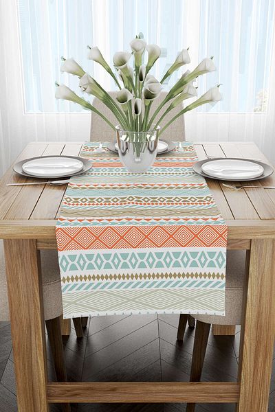 Cango Home Nordic Ethnic Πορτοκαλί Μπλε Runner - Cgh488-rn