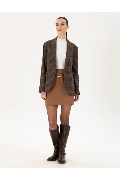 Pierre Cardin Brown A-Line Woven Skirt 50290405 -Vr029