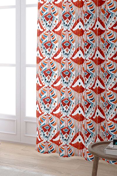 Cango Home Red Blue Ethnic Patterned Digital Printed Curtain Cgh255-pr