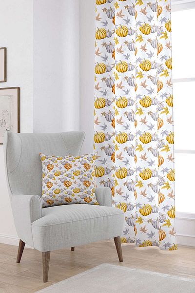 Cango Home Orange Halloween Pumpkin Patterned Digital Printed Curtain Cgh765-pr