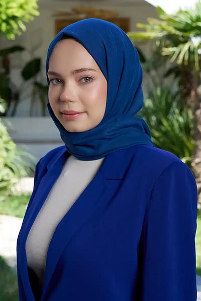 Madame Polo Şal din bumbac confort - Denim Blue