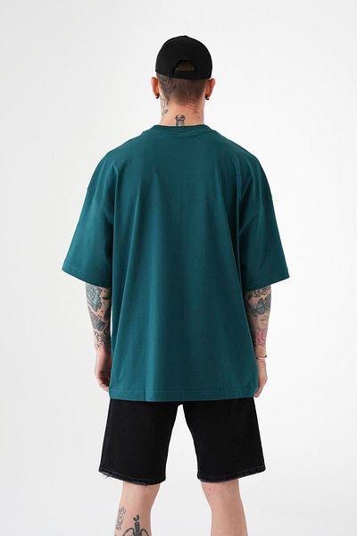 Machinist Ανδρικό μπλουζάκι Solid Basic Βαμβακερό Oversize Σκούρο Πράσινο