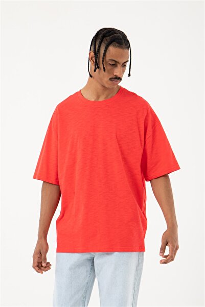 Machinist Men's Flamed Basic Oversize Pomegranate T-Shirt