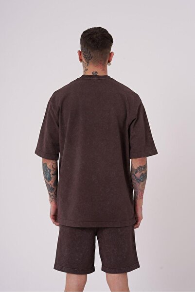Machinist Ανδρικό μπλουζάκι Luxury Washed Basic Relaxed Brown Cloudy T-shirt