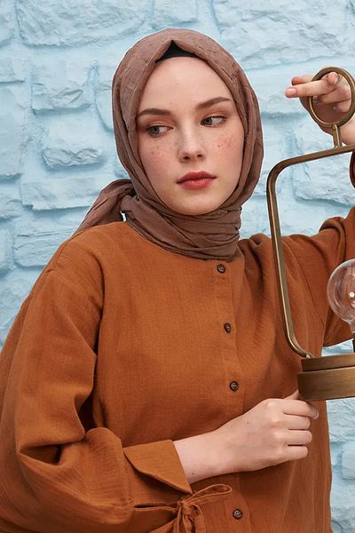 Madame Polo Σάλι Feyza Hakyemez Bamboo Check - Καφέ