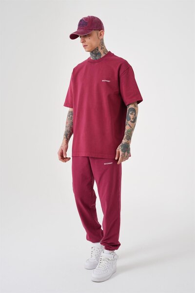 Machinist Men's Luxury Washed Relaxed Claret Red T-Shirt