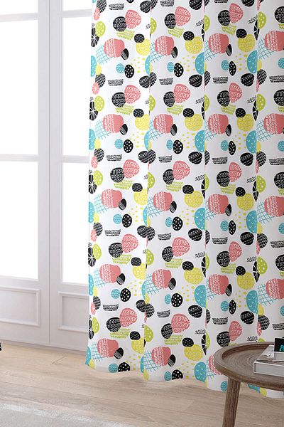 Cango Home Cortina imprimată digitală cu model de buline albă multicoloră Cgh589-pr
