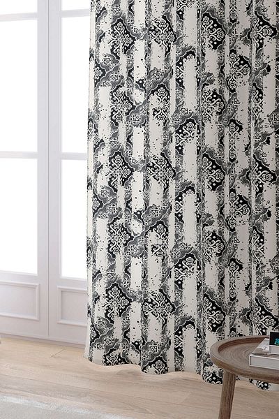 Cango Home Μαύρη κρέμα Damask μοτίβο ψηφιακής τυπωμένης κουρτίνας Cgh099-pr