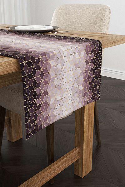 Cango Home Runner cu imprimare digitală cu model mozaic auriu violet Cgh927-rn