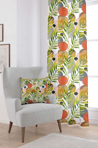 Cango Home Cortina decorativă portocalie imprimată digital Otyk1513-pr
