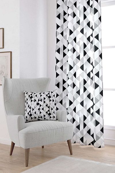 Cango Home Alb Negru Modern Geometric Imprimat Digital Cortina Cgh245-pr