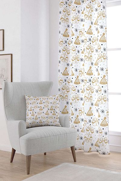 Cango Home Black Yellow Christmas Themed Digital Printed Curtain Cgh855-pr