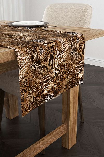 Cango Home Brown White Snake Leopard Zebra Pattern Digital Print Runner - Cgh369-rn
