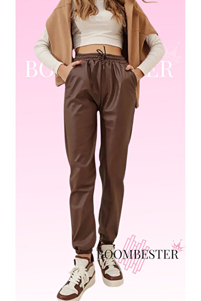 BoomBester Pantaloni de jogger din piele de damă șardon (fleece) - pantaloni ...