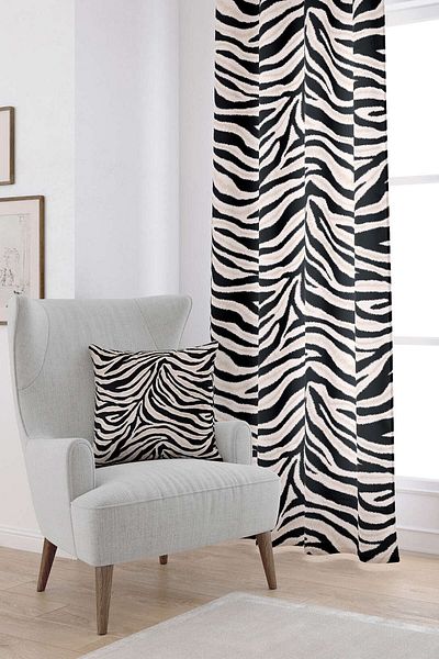 Cango Home Black Beige Zebra Patterned Digital Printed Curtain Cgh348-pr