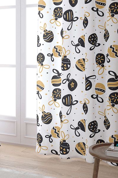 Cango Home Black Yellow Christmas Themed Digital Printed Curtain Cgh856-pr