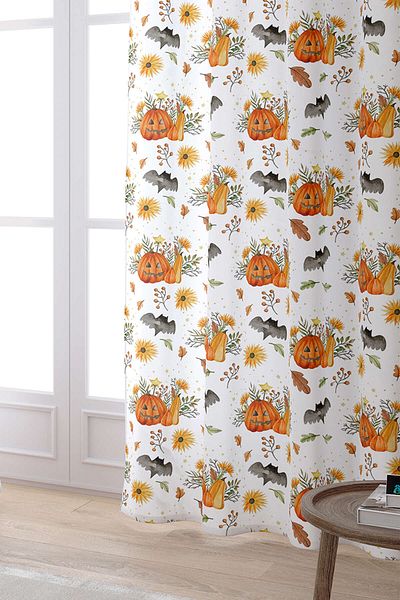 Cango Home Orange Halloween Pumpkin Patterned Digital Printed Curtain Cgh750-pr