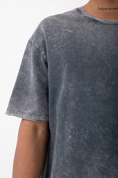 Machinist Tricou negru pentru bărbați, relaxat, cu detaliu de fante basic