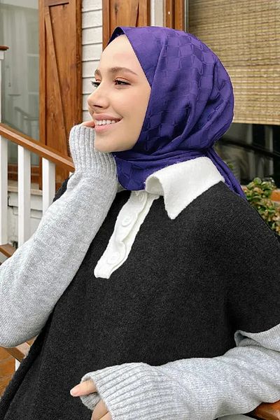 Madame Polo Μεταλλικό Μωβ Feyza Hakymez Μεταξένιο Ζακάρ Lara Σάλι Σκακιέρα