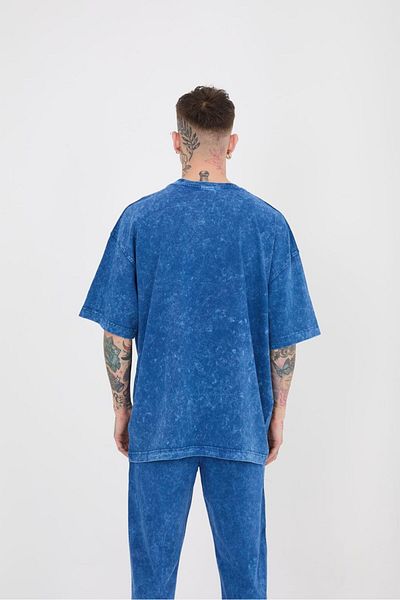 Machinist Ανδρικό μπλουζάκι Luxury Washed Basic Oversize Indigo Spotted T-shirt