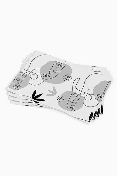 Cango Home Negru Gri Modern Figure Model Digital Printed American Service Set de 4 Cgh246-as