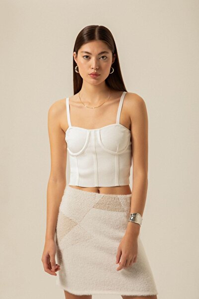rue Тонкий бюстгальтер з бретелями з трикотажу екрю