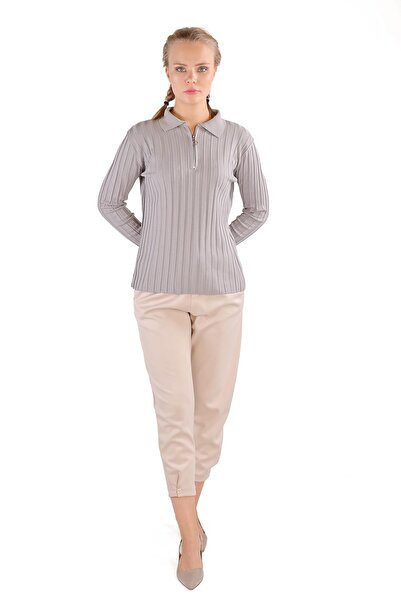 Rays Pulover gri cu detaliu cu fermoar material reiat 24199
