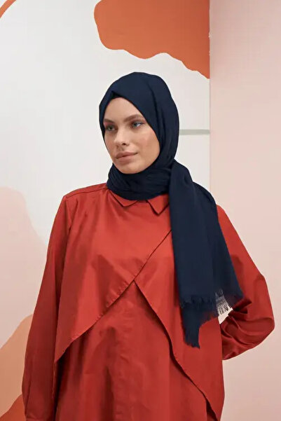 Madame Polo Şal din voal de in - Albastru închis