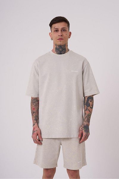 Machinist Ανδρικό μπλουζάκι Luxury Washed Basic Relaxed Light Beige Spotted T-shirt