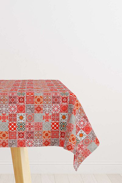Cango Home Red Gray Ramadan Themed Decorative Patterned Digital Printed Tablecloth Cgh1333-ms