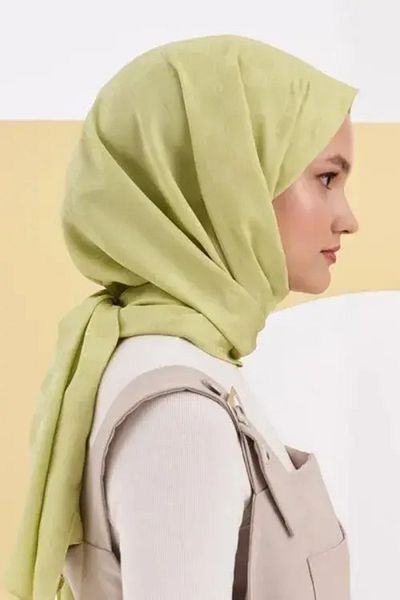 Madame Polo Σάλι Lime Silky Jacquard Lara - Σχέδιο σκακιέρας