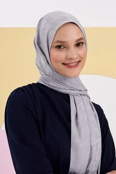 Madame Polo Γκρι μεταξένιο ζακάρ Lara Shawl Houndstooth μοτίβο