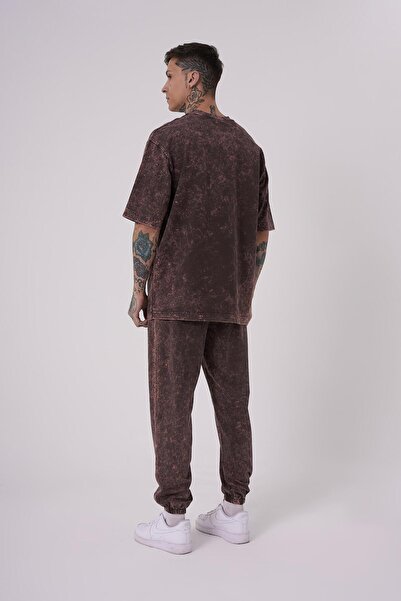 Machinist Ανδρικό μπλουζάκι με κουκκίδες πολυτελείας Basic Oversize καφέ