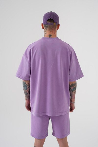 Machinist Ανδρικό μπλουζάκι πολυτελείας Basic Washed Oversize λιλά