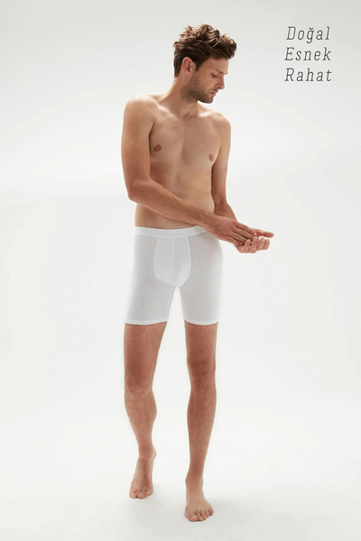 ERDEM İÇ GİYİM Weweus White Men's Super Thin Natural Bamboo Long Boxer 1013