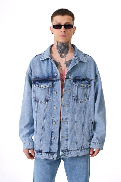 Machinist Acid Blue τζιν μπουφάν - Ανδρικό, Oversize με τσέπες και πλένεται