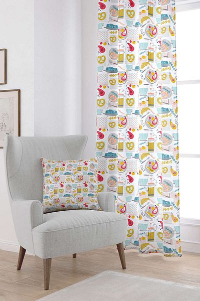 Cango Home White Multicolor Decorative Kitchen Themed Digital Printed Curtain Cgh587-pr