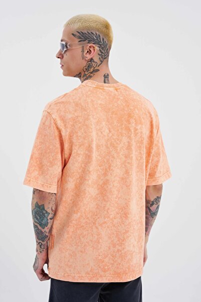 Machinist Чоловіча розкішна базова футболка Oversize помаранчевого кольору в цяточку, що підлягає пранню