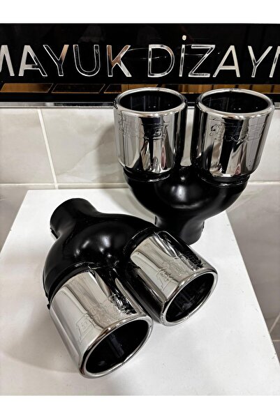 Mayuk Dizayn 76mm Paslanmaz Krom Egzoz Ucu Düz Eşit Uçlu Çift Çıkışlı Her Araca Uyumlu 1 Adet