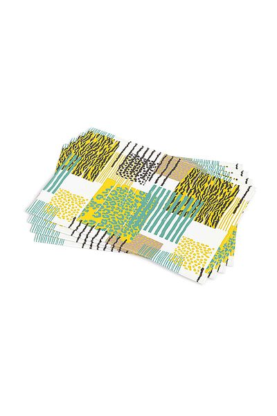 Cango Home Yellow Blue Modern Leopard Pattern Digital Print American Service Set of 4 Cgh356-as