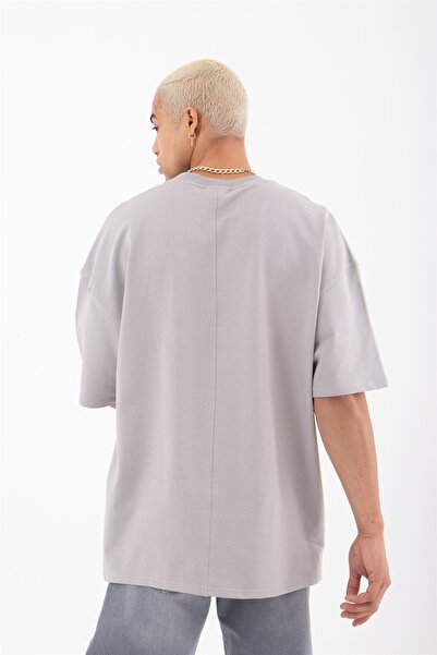 Machinist Ανδρικό μπλουζάκι oversized Basic Organic Fabric σε ανοιχτό γκρι χρώμα
