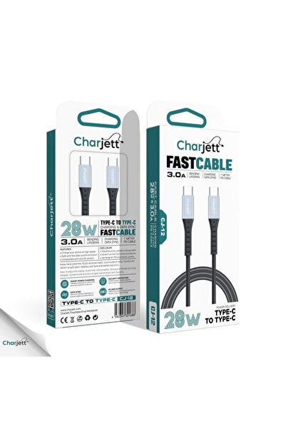 CHARJETT 3.0A 28 Watt TYPE-C to TYPE-C Veri Aktarımı ve Şarj İçin USB Kablo