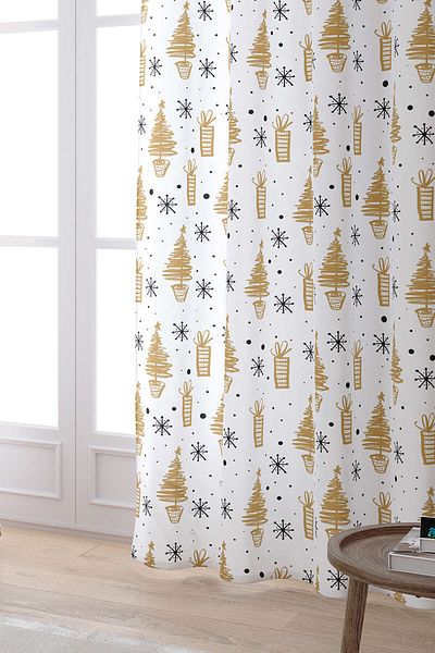 Cango Home Black Yellow Christmas Themed Digital Printed Curtain Cgh853-pr