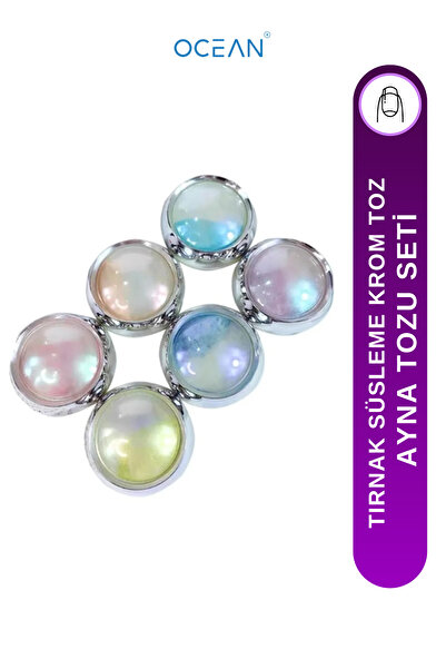 Ocean Tırnak Glitter Ayna Tozu Seti, Krom Glitter, Manikür Tırnak Tozu, Apara...