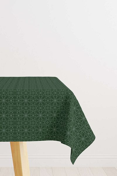 Cango Home Green and White Ramadan Themed Decorative Patterned Digital Printed Tablecloth Cgh1308-ms