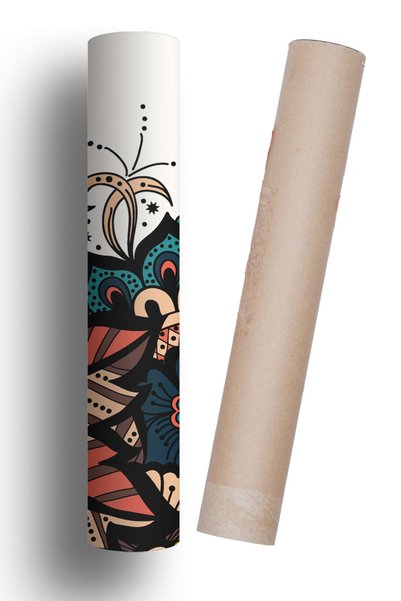 Bigaimaj Refrigerator and Dishwasher Door Self-Adhesive Foil Covering Mandala Pattern