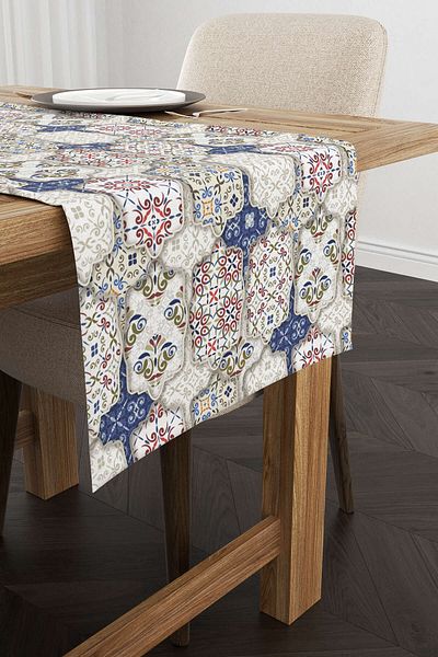 Cango Home Κρεμ Navy Blue Vintage ρετρό μοτίβο ψηφιακής εκτύπωσης Runner Cgh617-rn