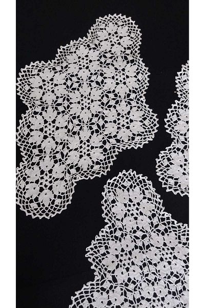 Papatyam 2 Pieces Hand Knitted Crochet - 33X22 cm and 47X29 cm Coffee Table Cover, Lace Set, Vintage