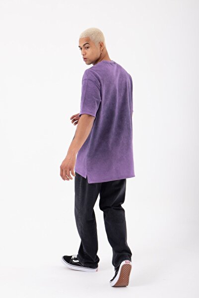 Machinist Relaxed Basic Прана тканина Розріз Деталізована футболка Фіолетова